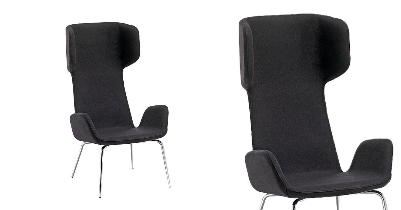 designerski fotel w czarnym kolorze