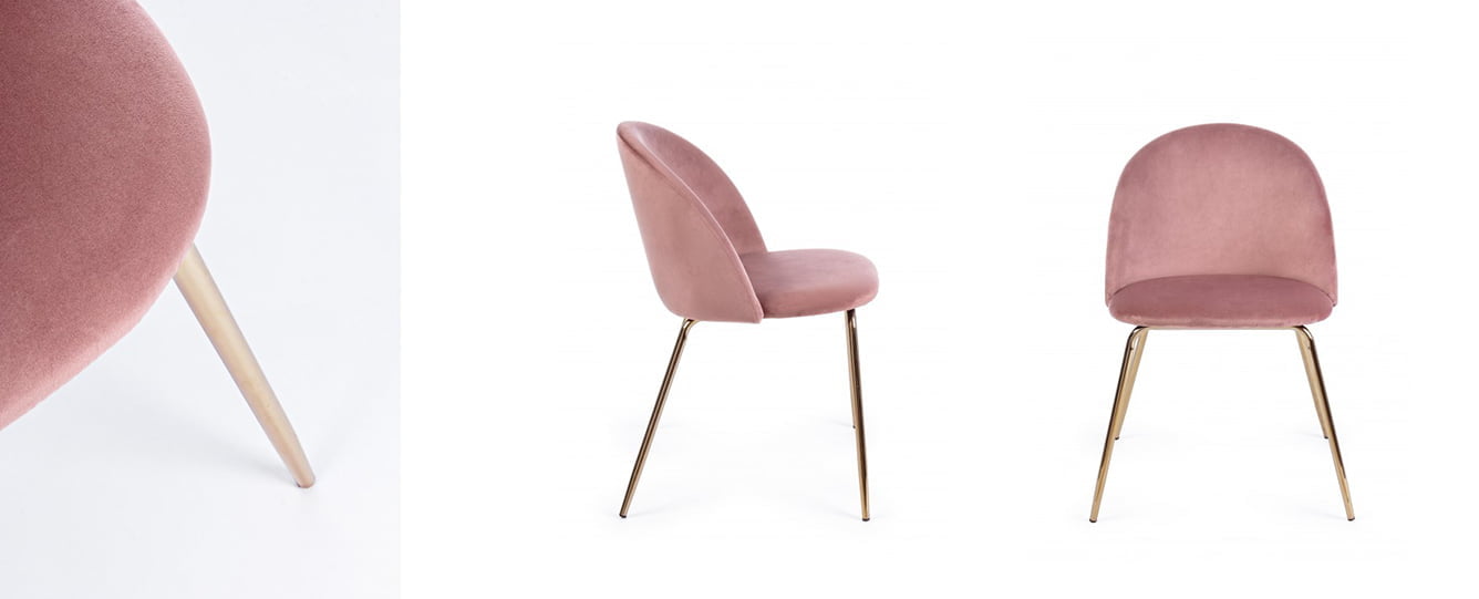 tapicerowane krzesło w kolorze różowym