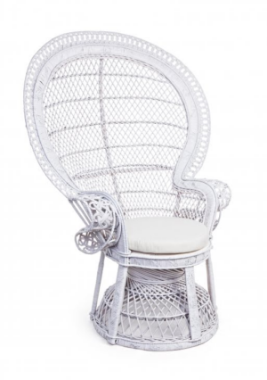 Designerski fotel ogrodowy Pavone w kolorze białym