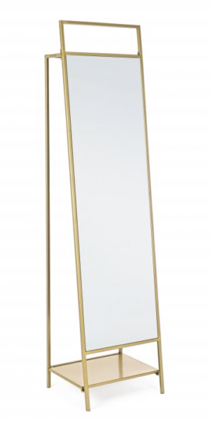 Eleganckie lustro stojące Ekbal w złotej ramie