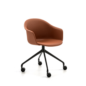 Tapicerowane krzesło fotelowe Mani Armshell Fabric HO/4 na kółkach