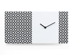 Stylowy zegar Pattern & Partner biało-czarny