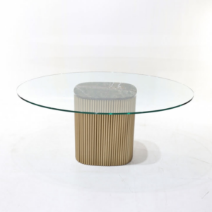 Designerski stół Hemille ze szklanym blatem