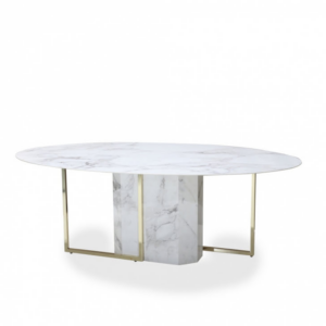 Designerski stół Daflori z ceramicznym blatem z efektem marmuru