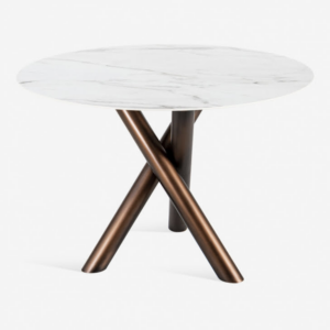 Okrągły stół Van Dick z ceramicznym blatem z efektem marmuru
