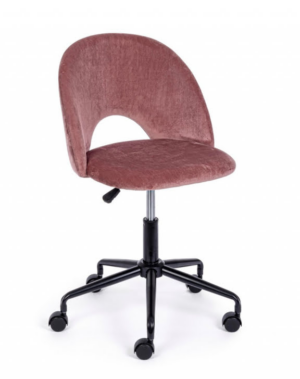 Designerskie krzesło fotelowe Linzey Pink na kółkach