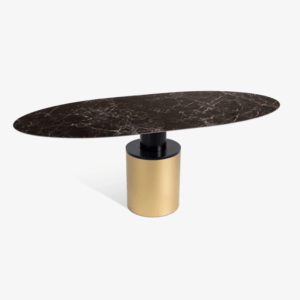 Rozkładany stół Renegy z ceramicznym blatem z efektem marmuru