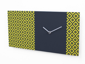 Stylowy zegar Pattern & Partner żółto-czarny