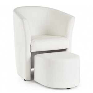 Tapicerowany fotel z pufą Rita biały