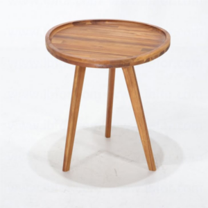 Okrągły drewniany stolik kawowy