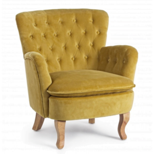 Elegancki fotel Orlins w kolorze musztardowym