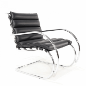 Tapicerowany fotel Mies Van der Rohe  z podłokietnikami