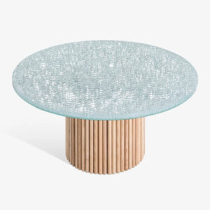 Modernistyczny stolik kawowy Hemille z blatem z efektem popękanego szkła
